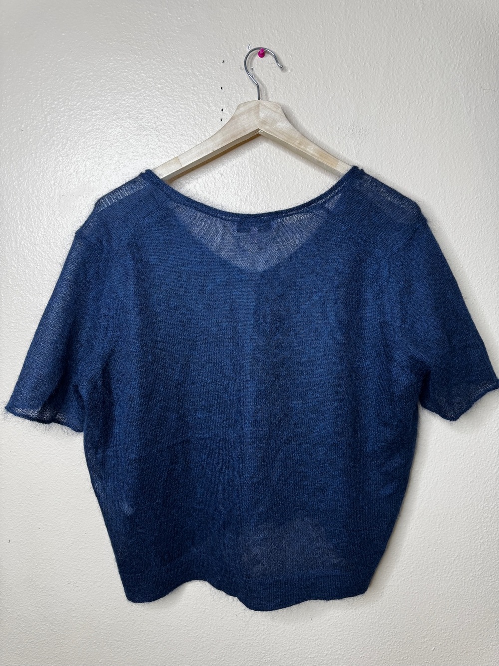 Juicy Couture Sweater Women’s Large Blue Short Sleeve Fuzzy Knit Y2K Top - Picture 5 of 6
